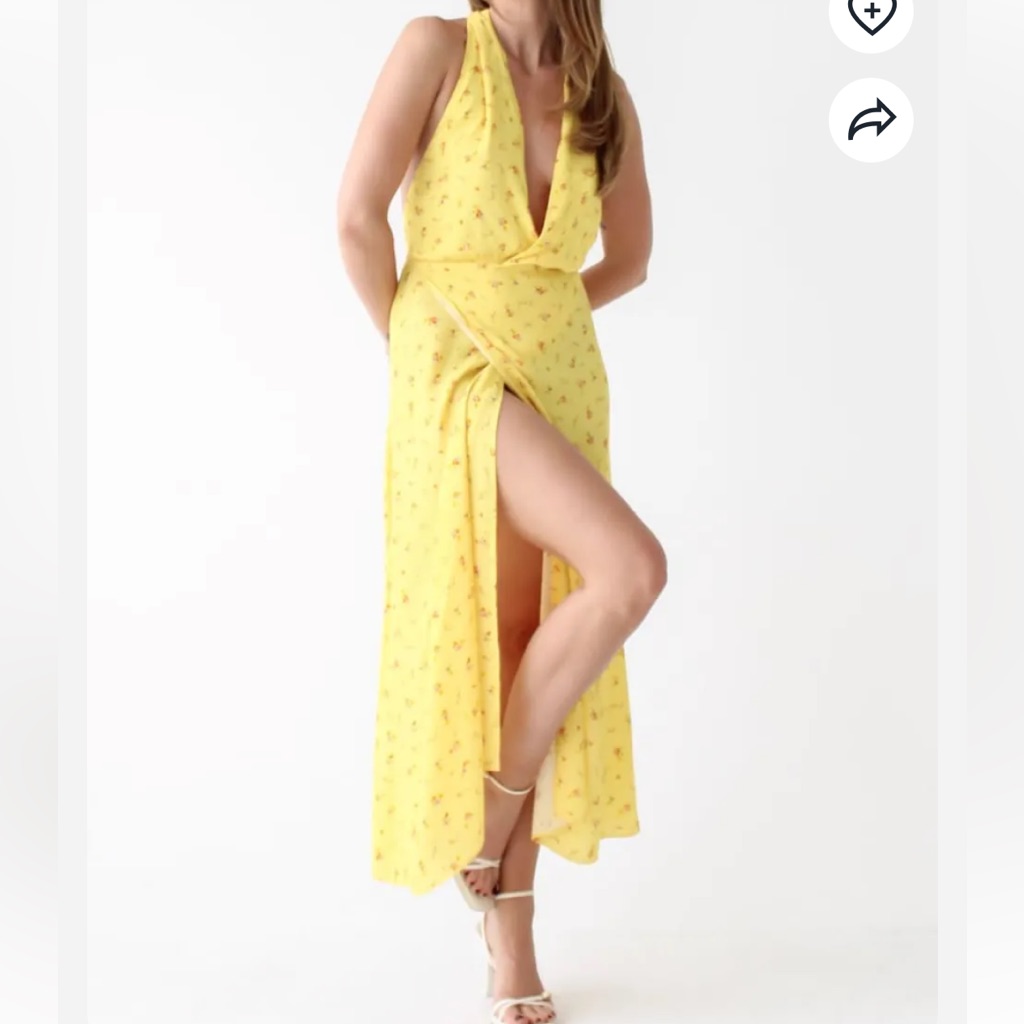 Rumored Serena Midi Wrap Dress Windswept Yellow Floral Print Size Xs Nwt
